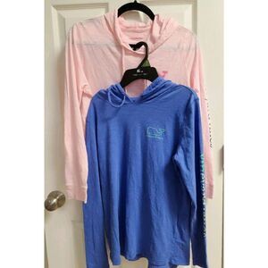 2 Vineyard Vines Womens Small Two Toned Whale Hoodie Shirt Long Sleeve Pink